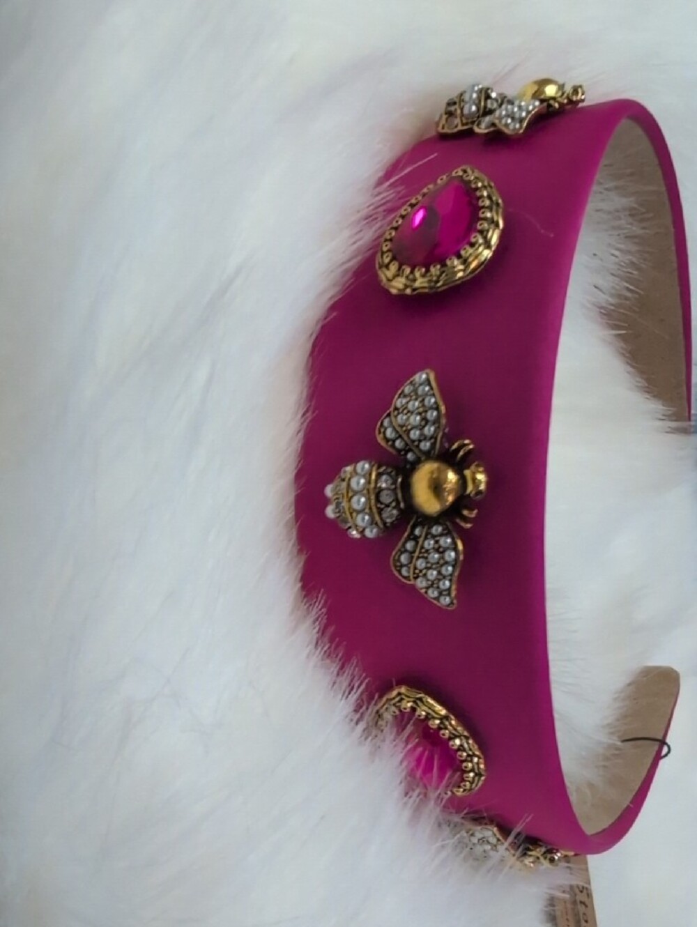 Fuchsia Bee & Teardrop Crystal Headband - Picture 3 of 3